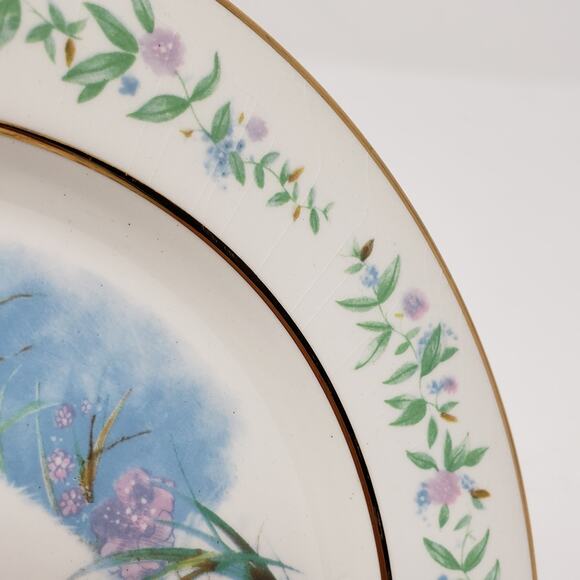 1975 Avon Gently Moments Goose + Gosling Gold-Trimmed Christmas Plate - Picture 5 of 6